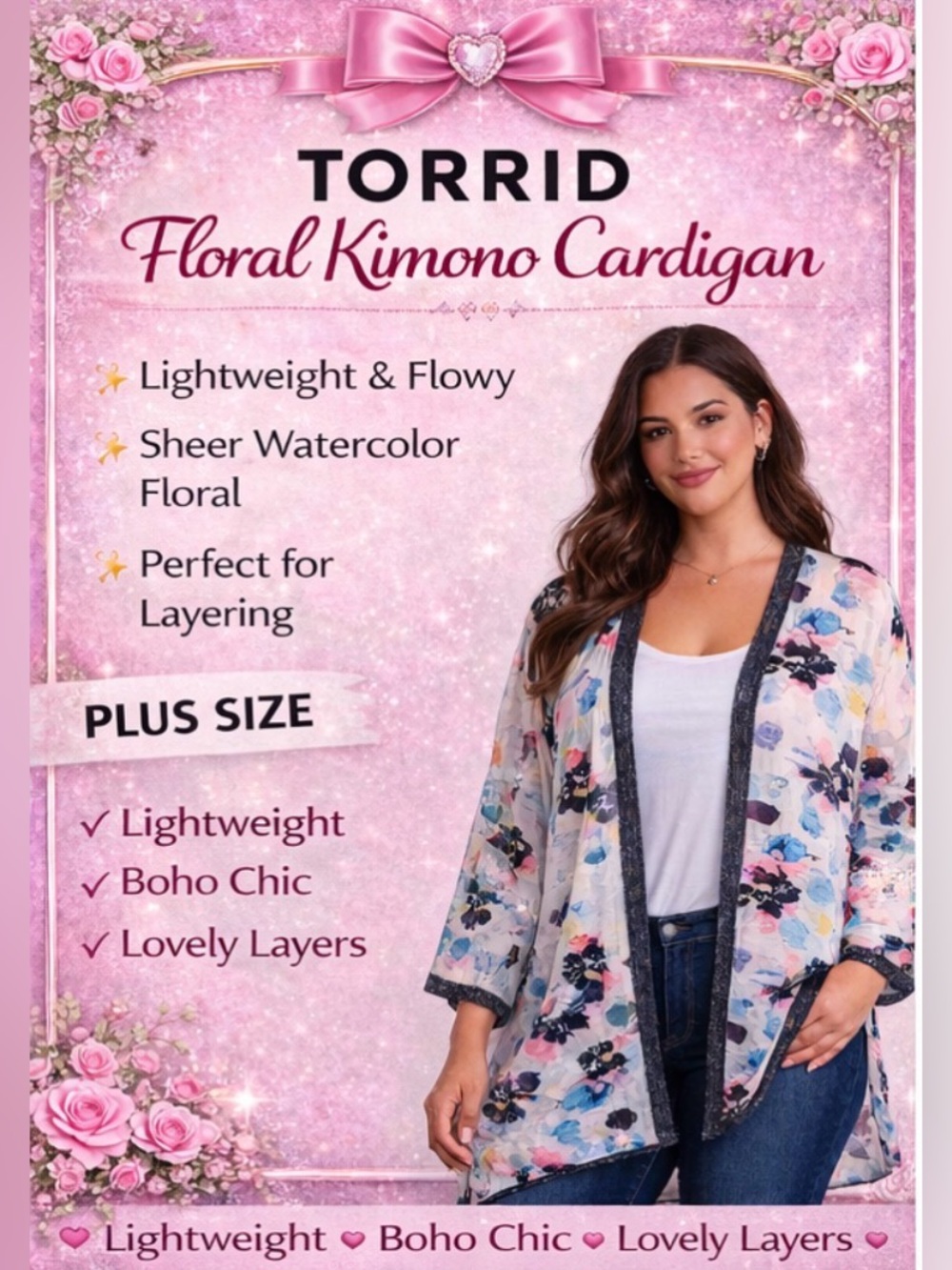 Torrid Floral Kimono Cardigan – Lightweight & Flowy